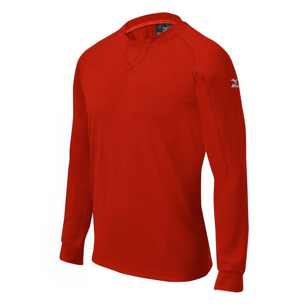 Mens Mizuno Comp Long Sleeve Training Baseball Shirt Red Philippines (TPSQYA501)